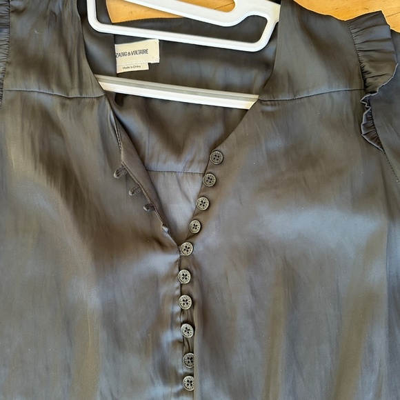 Zadig + Voltaire Black Twity Satin blouse top, L, CB2300 - Picture 7 of 8